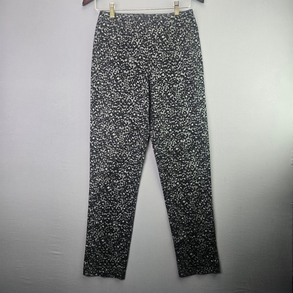 Cache Pants Leopard Print Velour Silver Black Vintage Size 6 High Waist Slim Leg